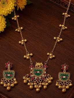 OOMPH - Gold Heritage Rajwadi Ghungroo Detailing Long Necklace Set