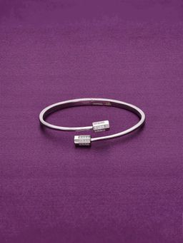 Kai Jewel - Shimmering Lotus Zircon Silver Kada - Silver