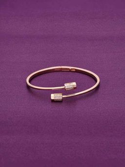 Kai Jewel - Shimmering Lotus Zircon Silver Kada - Rose Gold