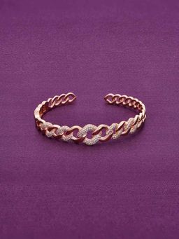 Kai Jewel - Stunning Zircon Linked Chains Silver Kada - Rose Gold