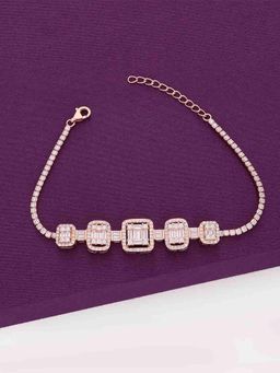 Kai Jewel - Square Cut Classic Silver Tennis Bracelet - Rose Gold