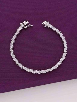 Kai Jewel - Allure Crystal Rectangle Baguettes Silver Tennis Bracelet - Silver