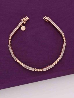 Kai Jewel - Plain Rectangle Baguettes Silver Tennis Bracelet - Rose Gold