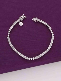 Kai Jewel - Plain Rectangle Baguettes Silver Tennis Bracelet - Silver