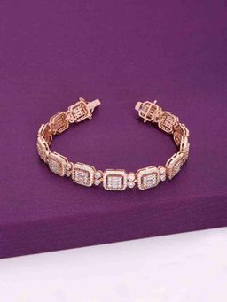 Kai Jewel - Charming Rectangle Baguettes Zircon Cube Silver Tennis Bracelet - Rose Gold