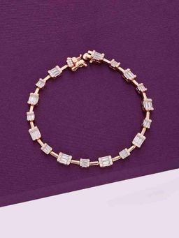 Kai Jewel - Simple Rectangle Baguettes Silver Tennis Bracelet - Rose Gold