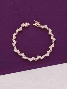 Kai Jewel - Trendy Leaf Silver Tennis Bracelet - Rose Gold
