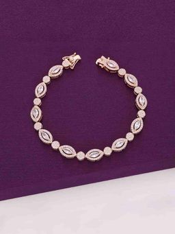 Kai Jewel - Stylish Pear and Bezel Silver Tennis Bracelet - Rose Gold