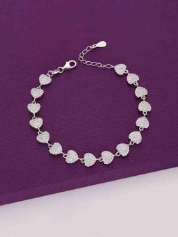 Kai Jewel - Single Strand Crystal Hearts Silver Bracelet - Silver