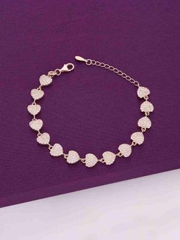Kai Jewel - Single Strand Crystal Hearts Silver Bracelet - Rose Gold