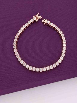 Kai Jewel - String Of Small Squares Zircon Silver Tennis Bracelet - Rose Gold