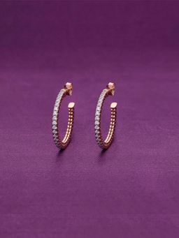 Kai Jewel - Sturdy Sparkle Silver Hoop Earrings - Rose Gold