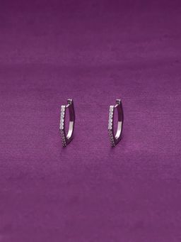 Kai Jewel - Bejewelled Hex Silver Hoop Earrings