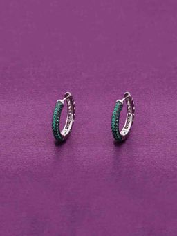 Kai Jewel - Trendy Sterling Silver Hoops Earrings - Green