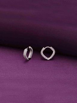 Kai Jewel - Trendy Simple Pearl Silver Hoops Earrings - Silver