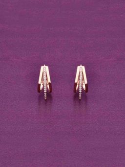 Kai Jewel - Encrusted U Silver Hoop Earrings - Rose Gold