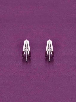 Kai Jewel - Encrusted U Silver Hoop Earrings - Silver