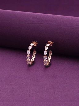 Kai Jewel - Sterling Silver Heart Solitaire Hoops - Rose Gold