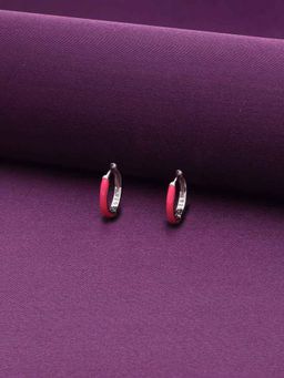 Kai Jewel - Sterling Silver Pink Enamel Hoops