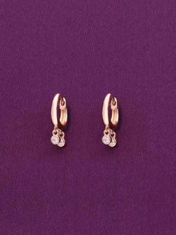 Kai Jewel - Sterling Silver Rose Gold Zircon Charm Hoops