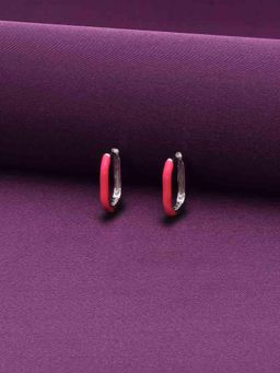 Kai Jewel - Colorful Enamel Hoop Earrings - Pink