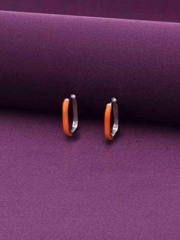 Kai Jewel - Colorful Enamel Hoop Earrings - Orange