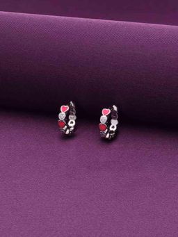 Kai Jewel - Sterling Silver Colourful Heart Hoops - Pink