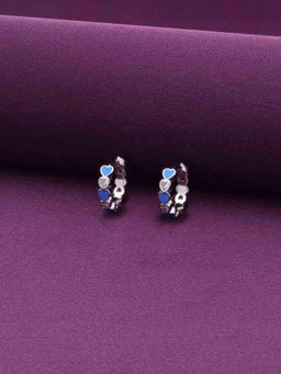 Kai Jewel - Sterling Silver Colourful Heart Hoops - Blue