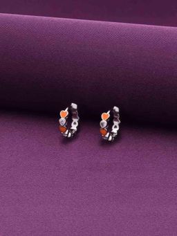 Kai Jewel - Sterling Silver Colourful Heart Hoops - Orange