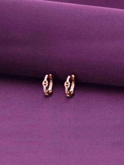 Kai Jewel - Sterling Link Zircon Studded Hoop Earrings - Rose Gold