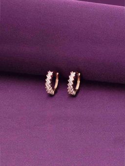 Kai Jewel - Simple Baguette Silver Hoops Earrings - Rose Gold