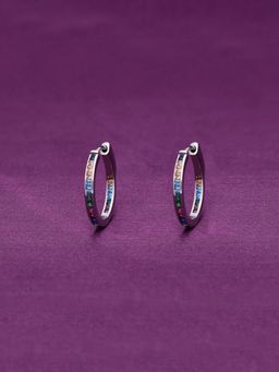 Kai Jewel - Bejewelled Hues Silver Hoop Earrings - Multi- Color