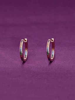Kai Jewel - Bejewelled Hues Silver Hoop Earrings - Multi- Color