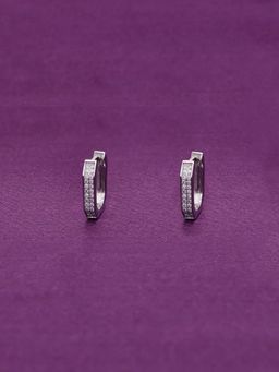 Kai Jewel - Sparkling Square Silver Hoop Earrings - Silver