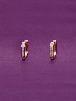 Kai Jewel - Sparkling Square Silver Hoop Earrings - Rose Gold