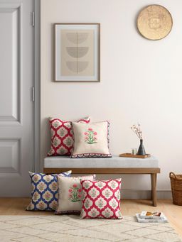 India Circus by Krsnaa Mehta - Poppy Window Blended Velvet Cushion Cover Set Of 5