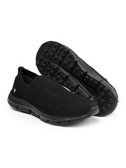 Yoho - Men Black Knitted Slip On Sneakers