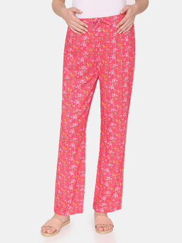 Zivame - Maternity Floral Pop Woven Pyjama - Pink Paradise