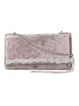 Inc.5 - Women Gun Metal Box Clutch with Diamonds
