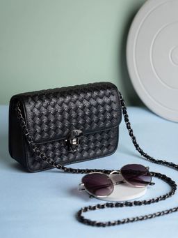Inc.5 - Women Black Textured Sling Bag