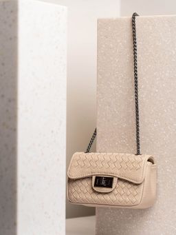 Inc.5 - Women Beige Textured Pu Sling Bag