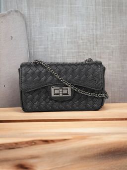 Inc.5 - Women Black Textured Pu Sling Bag
