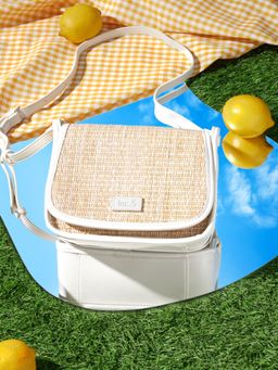 Inc.5 - Women Off White Textured Structured Sling Bag