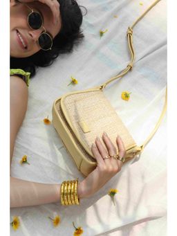 Inc.5 - Women Yellow Textured Structured Sling Bag