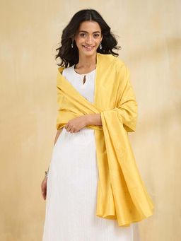 Fabindia - Yellow Cotton Silk Chikankari Stole