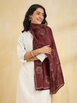 Fabindia - Red Silk Printed Stole
