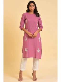 W - Pink Embroidered Kurta