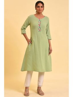 W - Green Solid Kurta