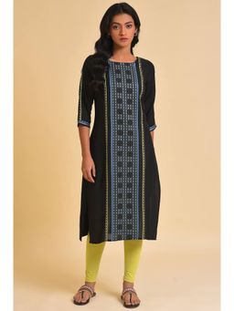 W - Black Printed Kurta