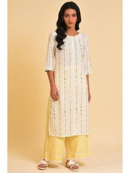 W - Off White Floral Kurta